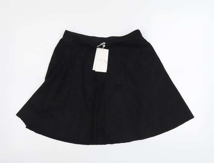 VILA Womens Black Polyester Swing Skirt Size S