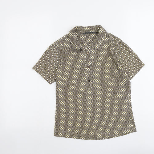 Xandres Womens Beige Geometric Polyester Basic Polo Size 8 Collared