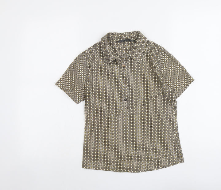 Xandres Womens Beige Geometric Polyester Basic Polo Size 8 Collared