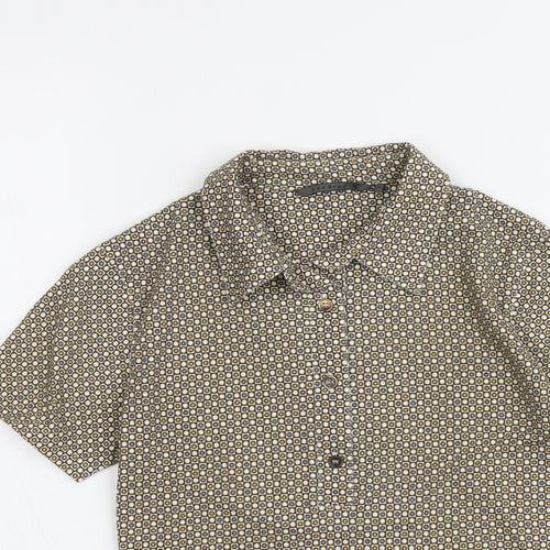 Xandres Womens Beige Geometric Polyester Basic Polo Size 8 Collared