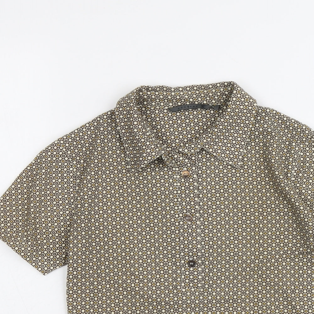 Xandres Womens Beige Geometric Polyester Basic Polo Size 8 Collared