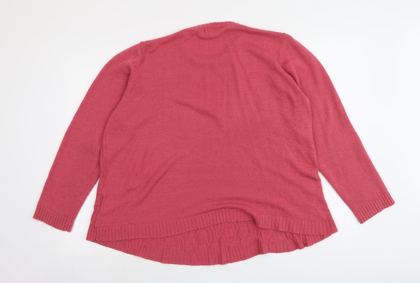 Bonmarché Womens Pink Round Neck Acrylic Pullover Jumper Size L