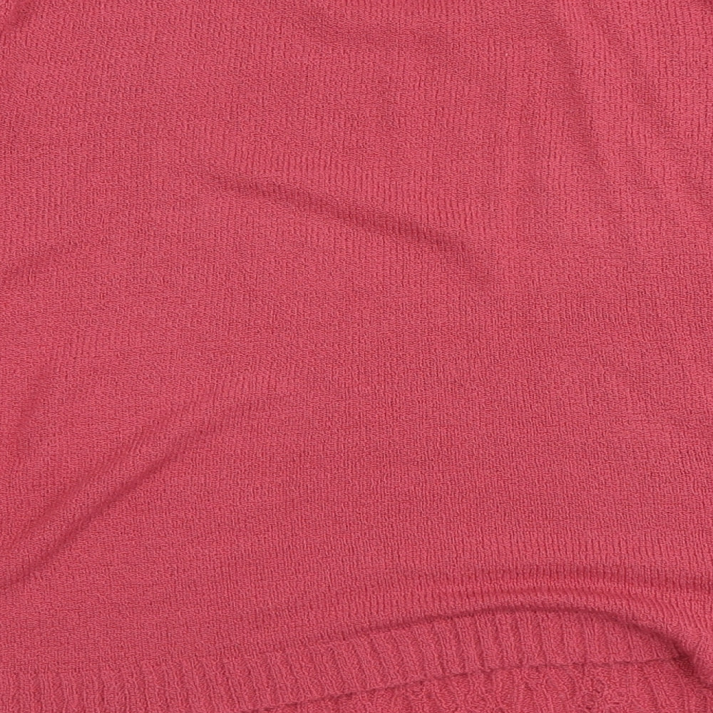 Bonmarché Womens Pink Round Neck Acrylic Pullover Jumper Size L