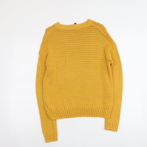 H&M Womens Yellow Round Neck Acrylic Pullover Jumper Size XS