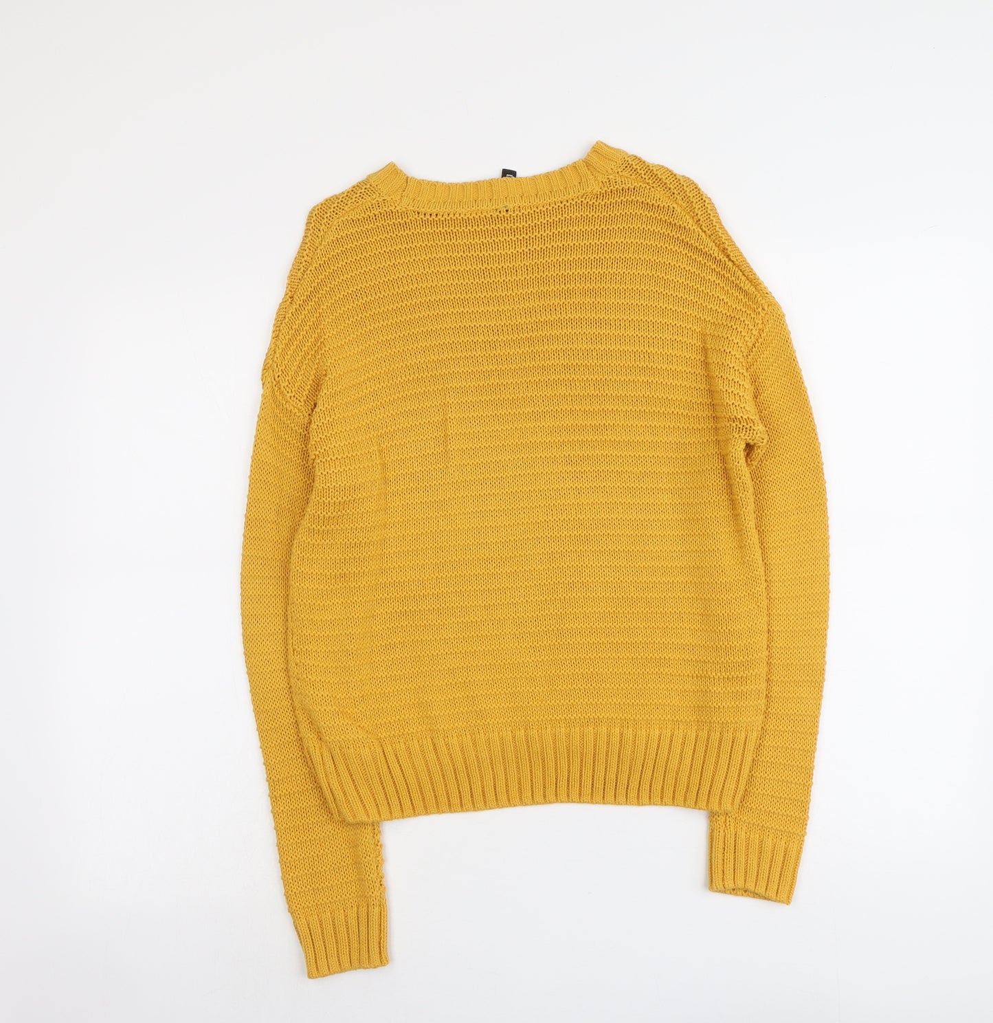 H&M Womens Yellow Round Neck Acrylic Pullover Jumper Size XS