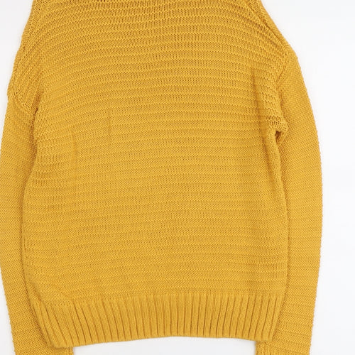 H&M Womens Yellow Round Neck Acrylic Pullover Jumper Size XS