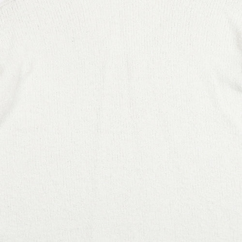 Micha Lounge Womens White V-Neck Acrylic Pullover Jumper Size XS