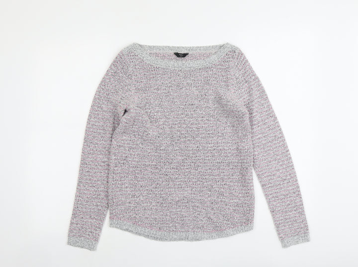 M&Co Womens Grey Boat Neck Acrylic Pullover Jumper Size 10