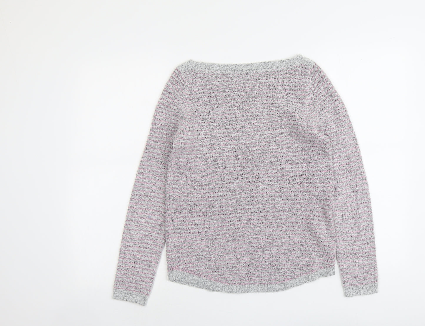 M&Co Womens Grey Boat Neck Acrylic Pullover Jumper Size 10