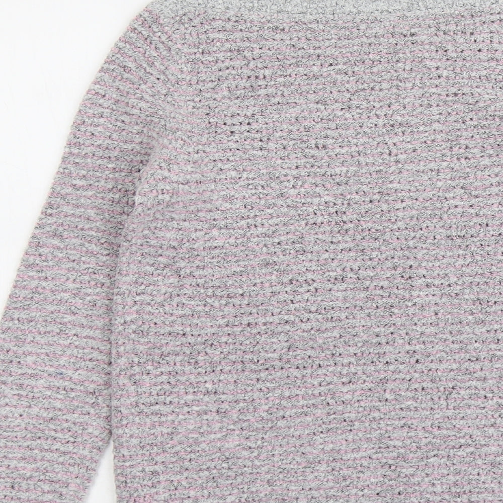 M&Co Womens Grey Boat Neck Acrylic Pullover Jumper Size 10