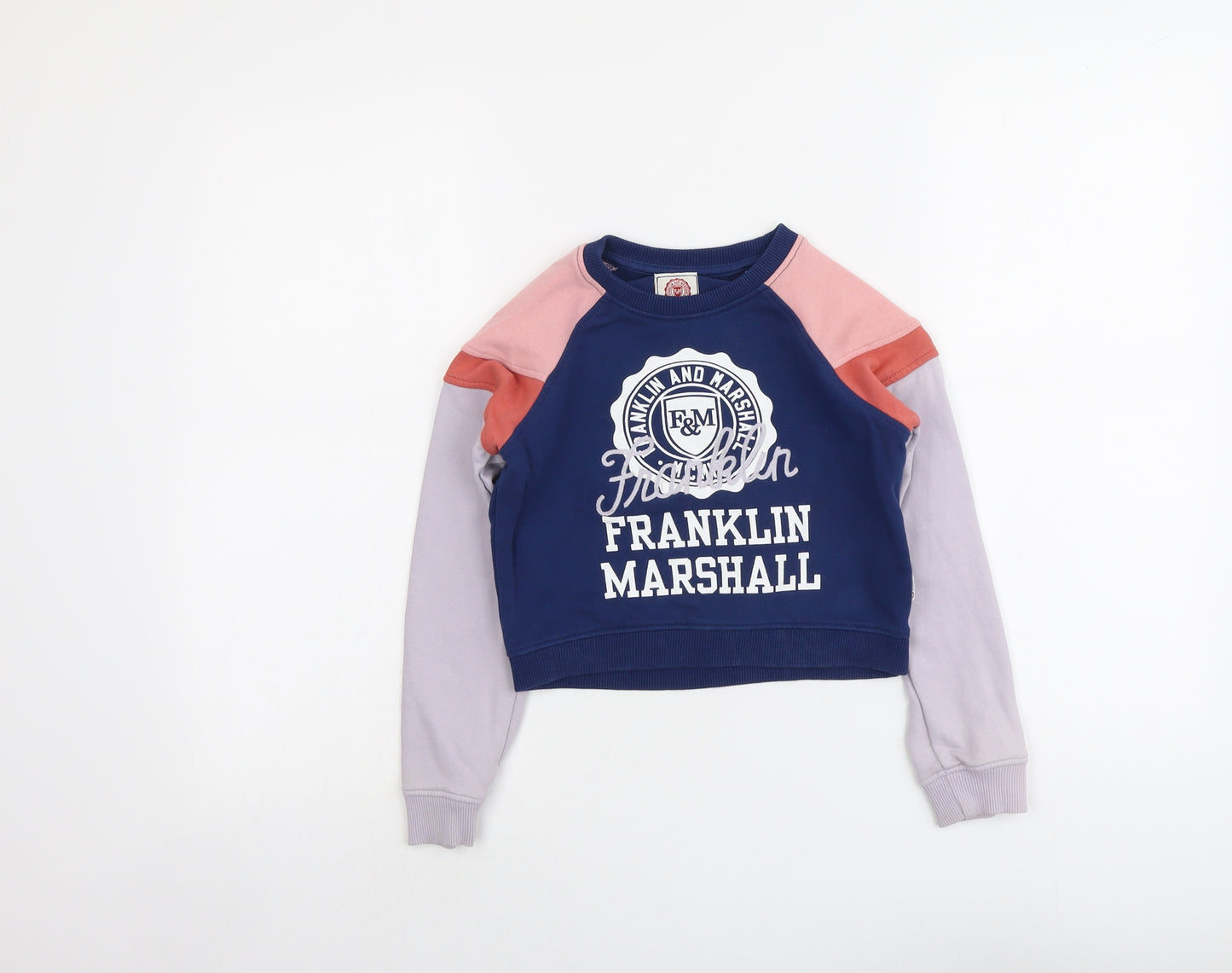 Franklin & Marshall Girls Multicoloured Colourblock Cotton Pullover Sweatshirt Size 6-7 Years Pullover