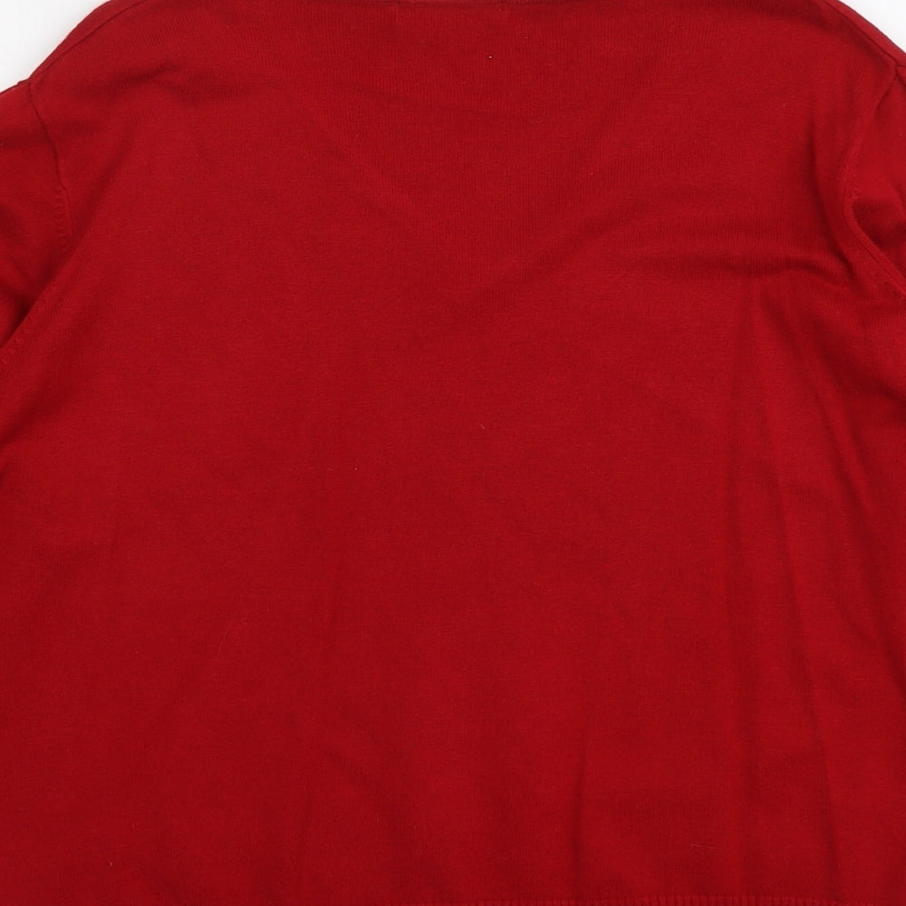 Bonmarché Womens Red V-Neck Viscose Pullover Jumper Size L