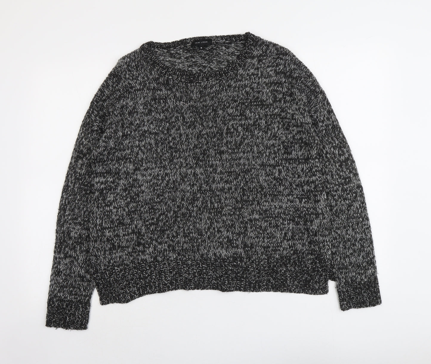 New Look Womens Grey Round Neck Acrylic Pullover Jumper Size M