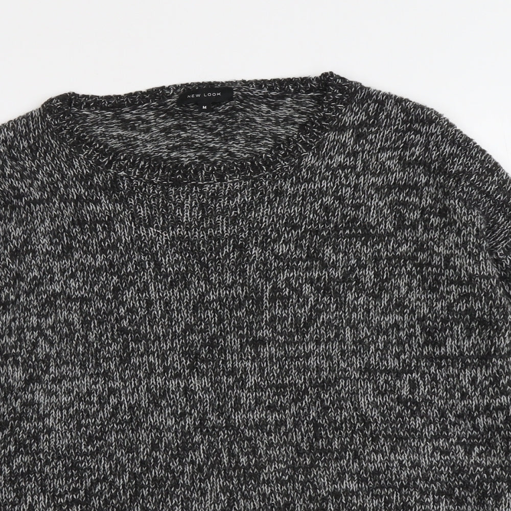 New Look Womens Grey Round Neck Acrylic Pullover Jumper Size M