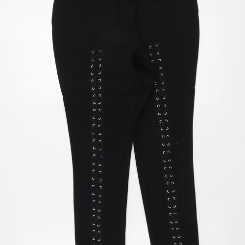 Harmony Womens Black Viscose Trousers Size L L27 in Regular