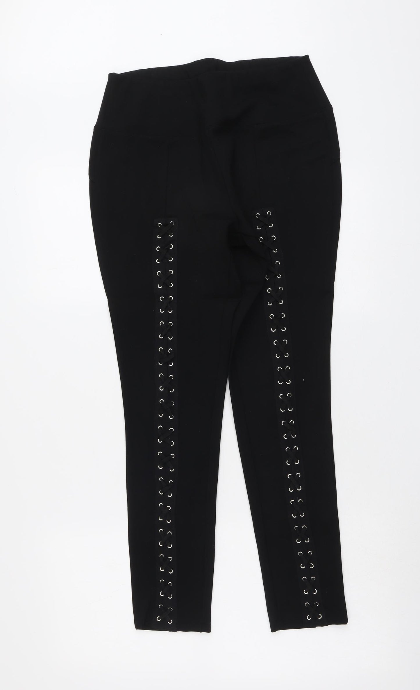 Harmony Womens Black Viscose Trousers Size L L27 in Regular