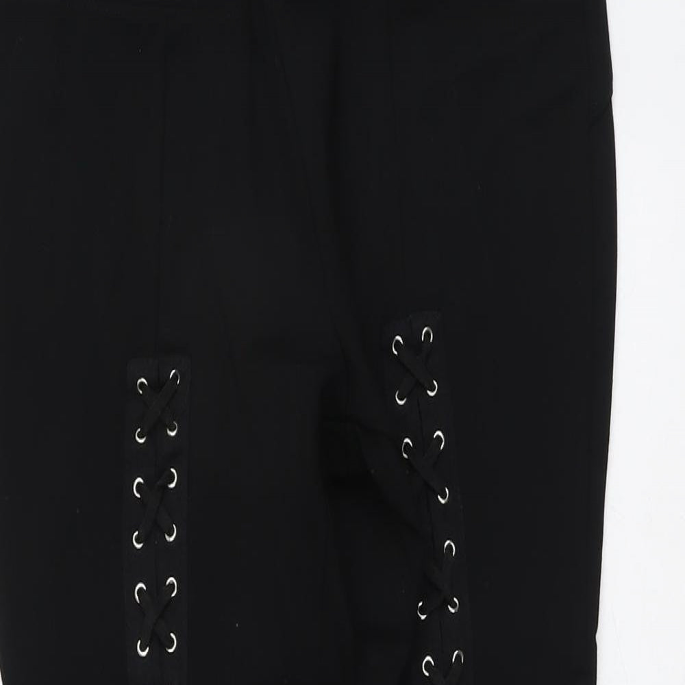 Harmony Womens Black Viscose Trousers Size L L27 in Regular