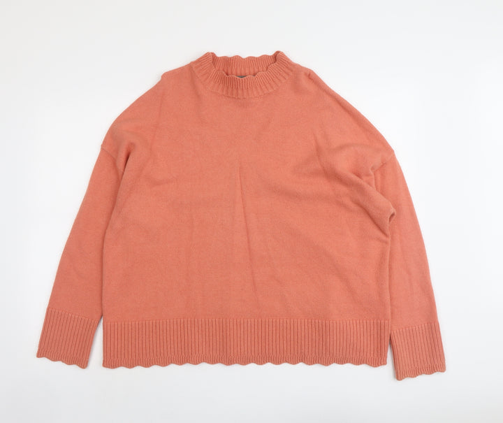 Oasis Womens Orange Round Neck Viscose Pullover Jumper Size L