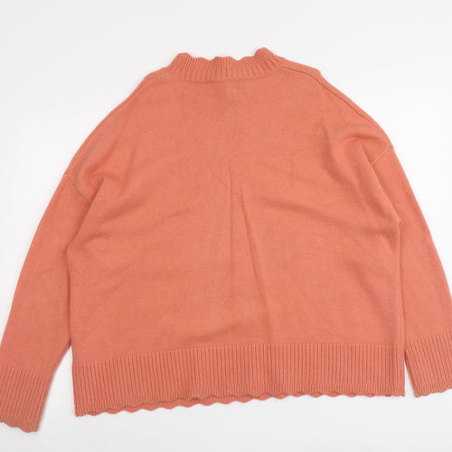 Oasis Womens Orange Round Neck Viscose Pullover Jumper Size L