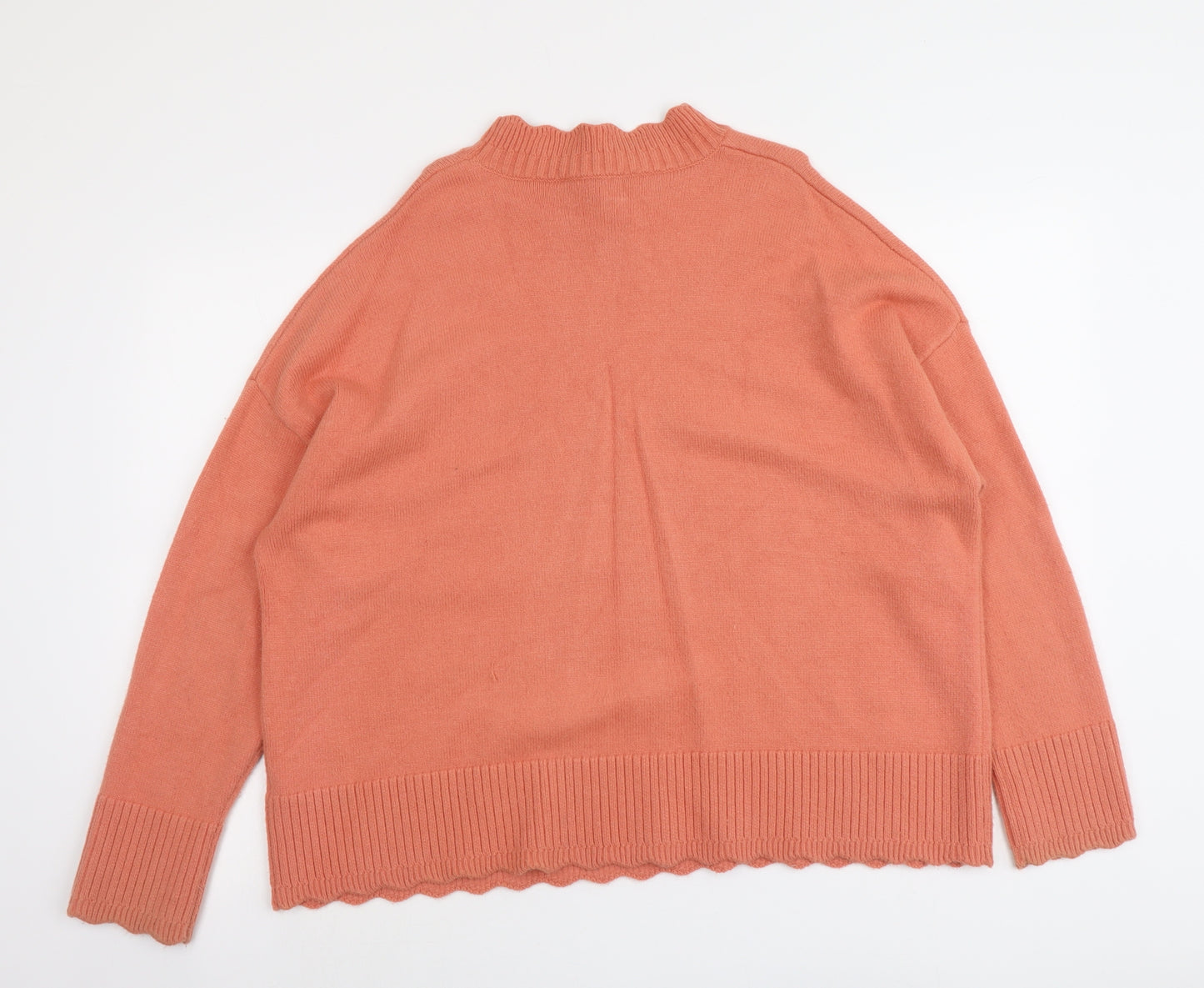 Oasis Womens Orange Round Neck Viscose Pullover Jumper Size L