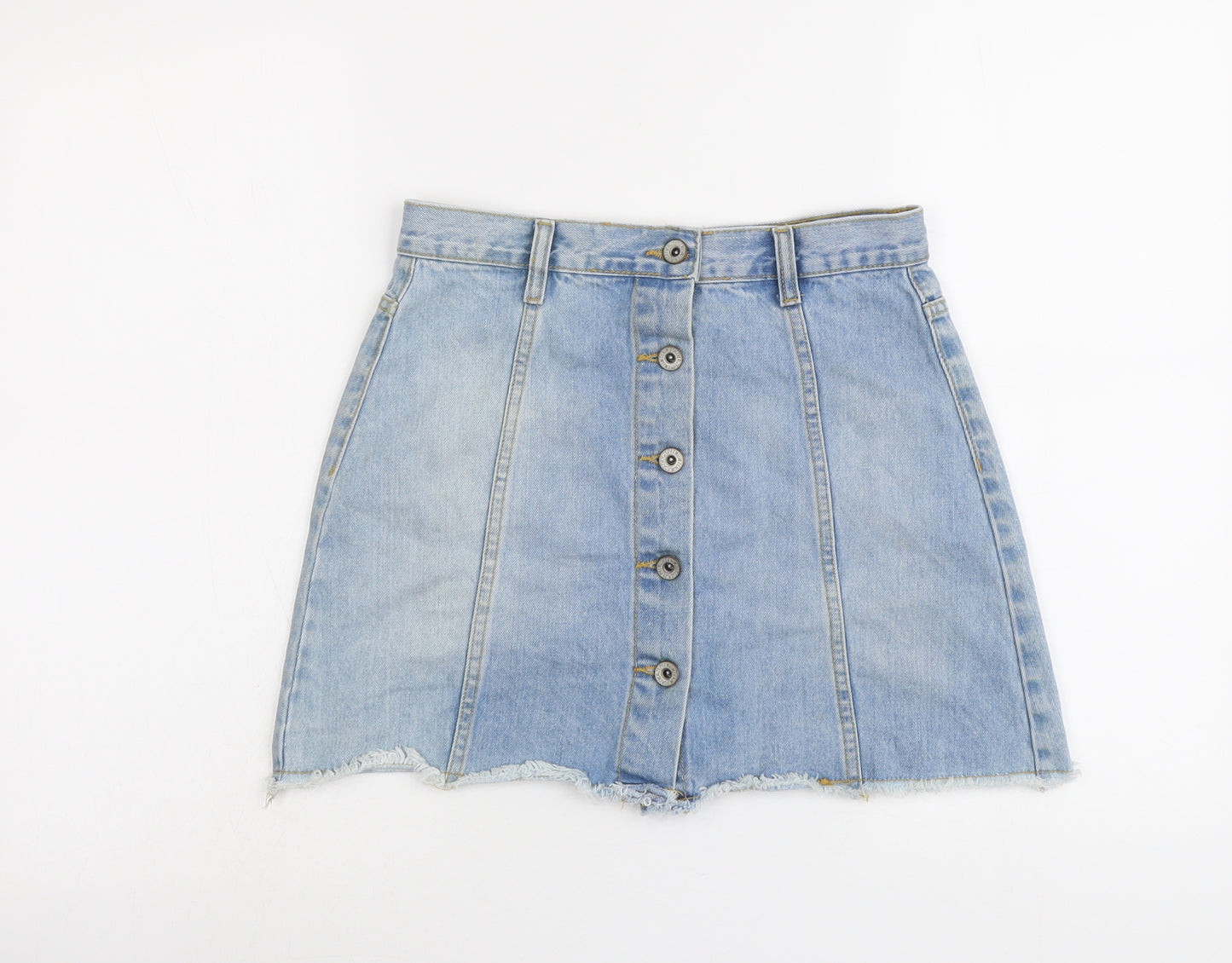 FOREVER 21 Womens Blue Cotton Mini Skirt Size 25 in Button