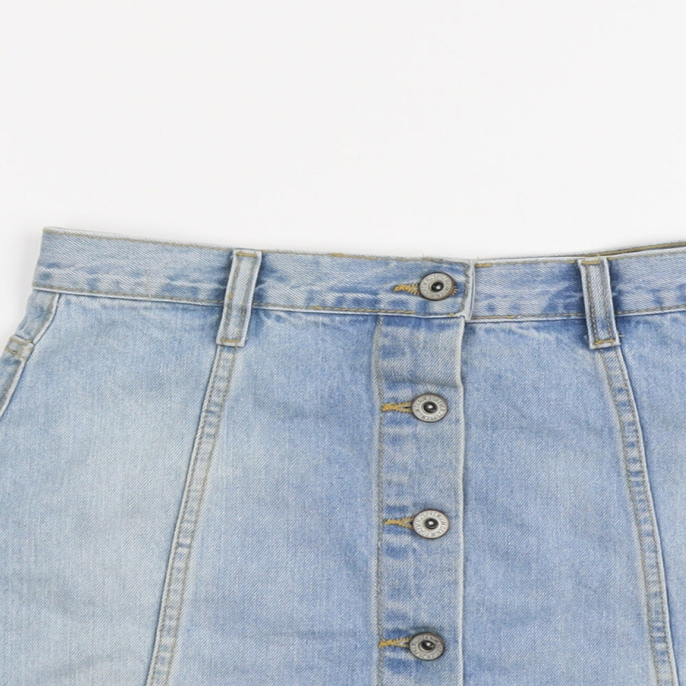 FOREVER 21 Womens Blue Cotton Mini Skirt Size 25 in Button