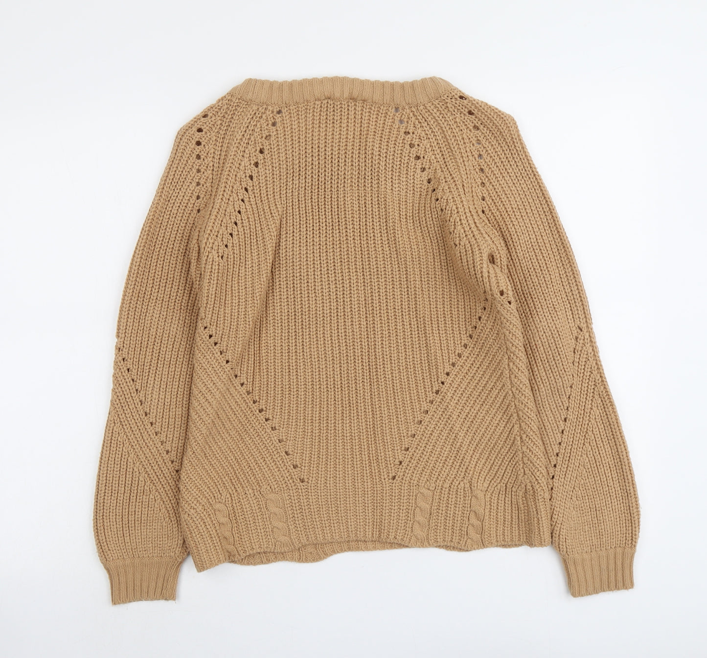 Dorothy Perkins Womens Beige Round Neck Acrylic Pullover Jumper Size 6