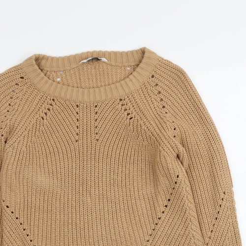 Dorothy Perkins Womens Beige Round Neck Acrylic Pullover Jumper Size 6