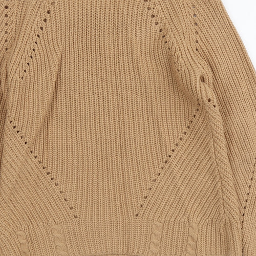 Dorothy Perkins Womens Beige Round Neck Acrylic Pullover Jumper Size 6