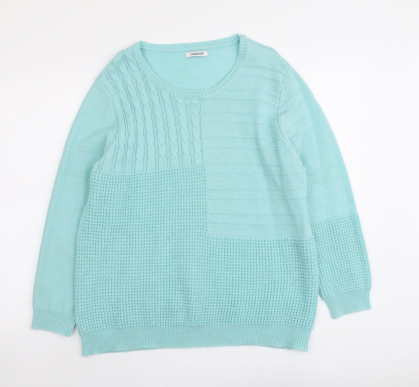 Damart Womens Blue Round Neck Acrylic Pullover Jumper Size 14
