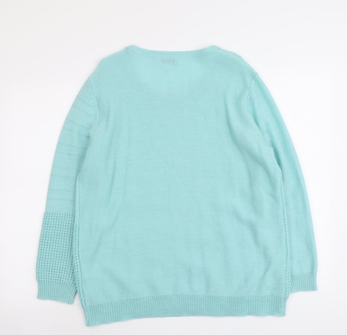 Damart Womens Blue Round Neck Acrylic Pullover Jumper Size 14