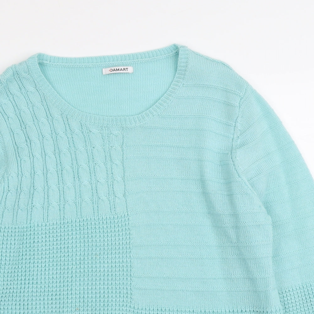 Damart Womens Blue Round Neck Acrylic Pullover Jumper Size 14