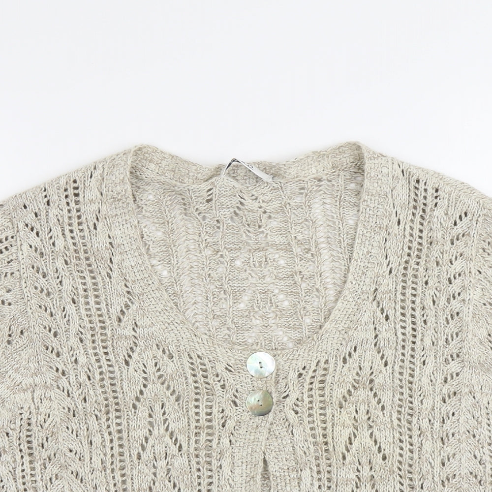 M&Co Womens Beige Scoop Neck Cotton Cardigan Jumper Size 2XL