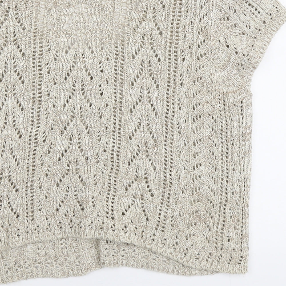 M&Co Womens Beige Scoop Neck Cotton Cardigan Jumper Size 2XL