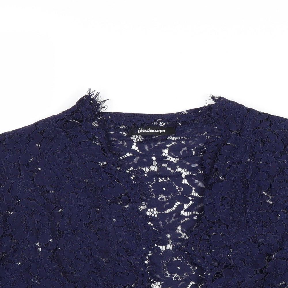 Kaleidoscope Womens Blue Polyamide Cropped Blouse Size 22 V-Neck