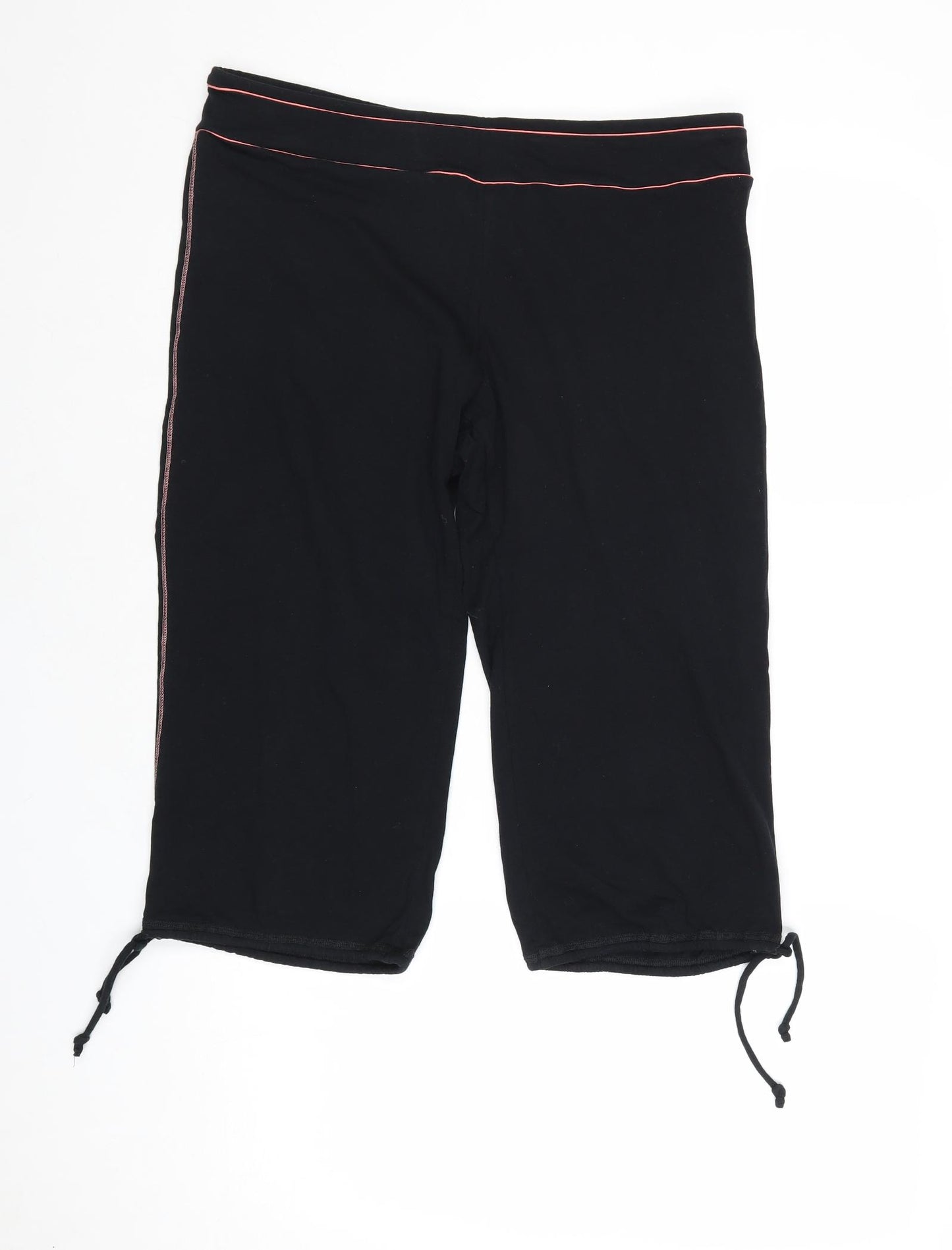 Marks and Spencer Womens Black Cotton Capri Trousers Size 16 Regular