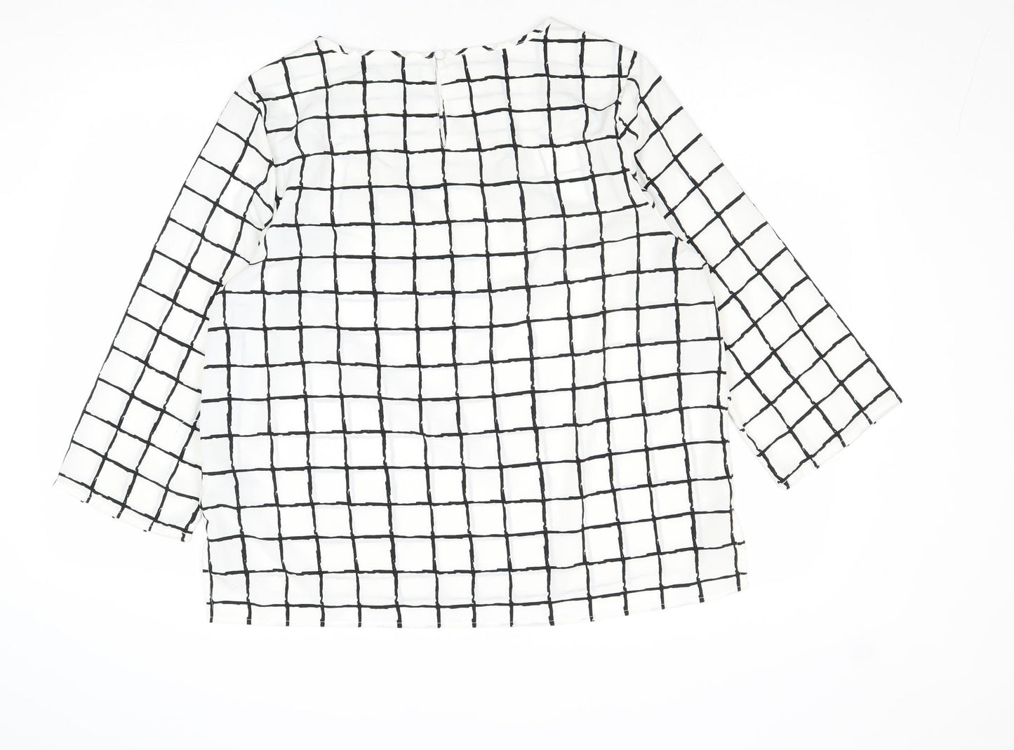 Marks and Spencer Womens White Geometric Polyester Basic Blouse Size 16 Round Neck