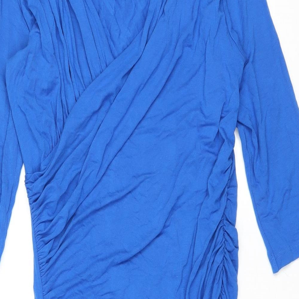 Isabella Oliver Womens Blue Viscose A-Line Size 14 V-Neck Pullover