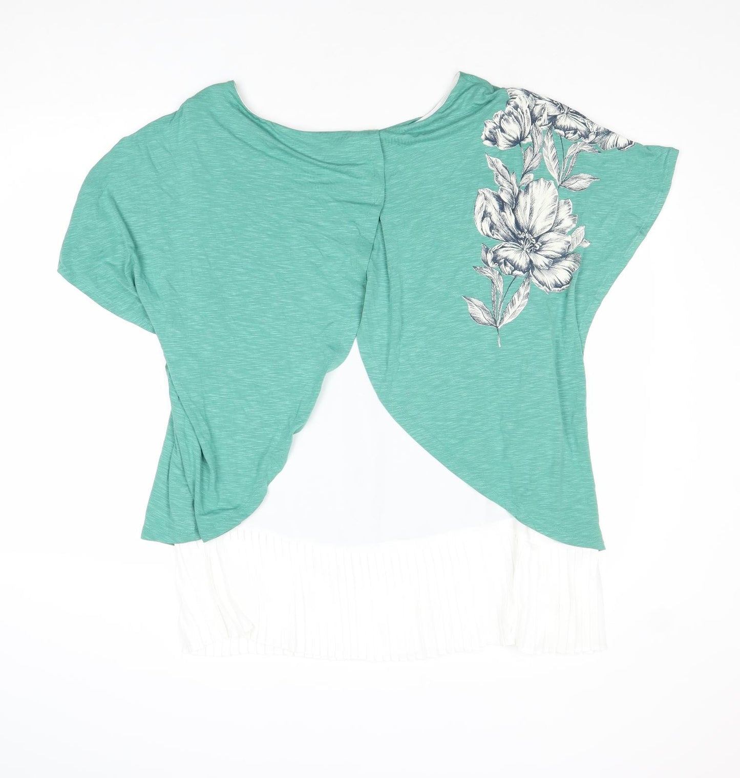 Phase Eight Womens Green Floral Viscose Basic Blouse Size 18 Round Neck