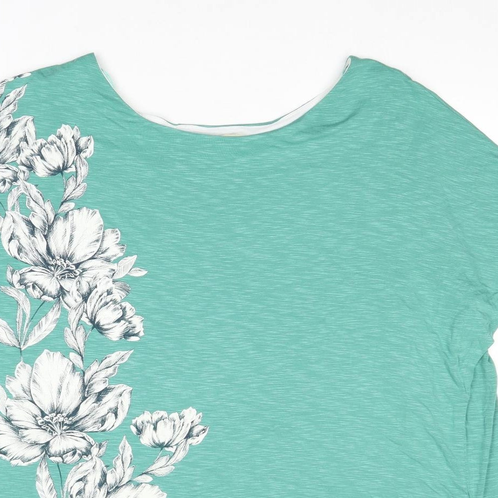 Phase Eight Womens Green Floral Viscose Basic Blouse Size 18 Round Neck