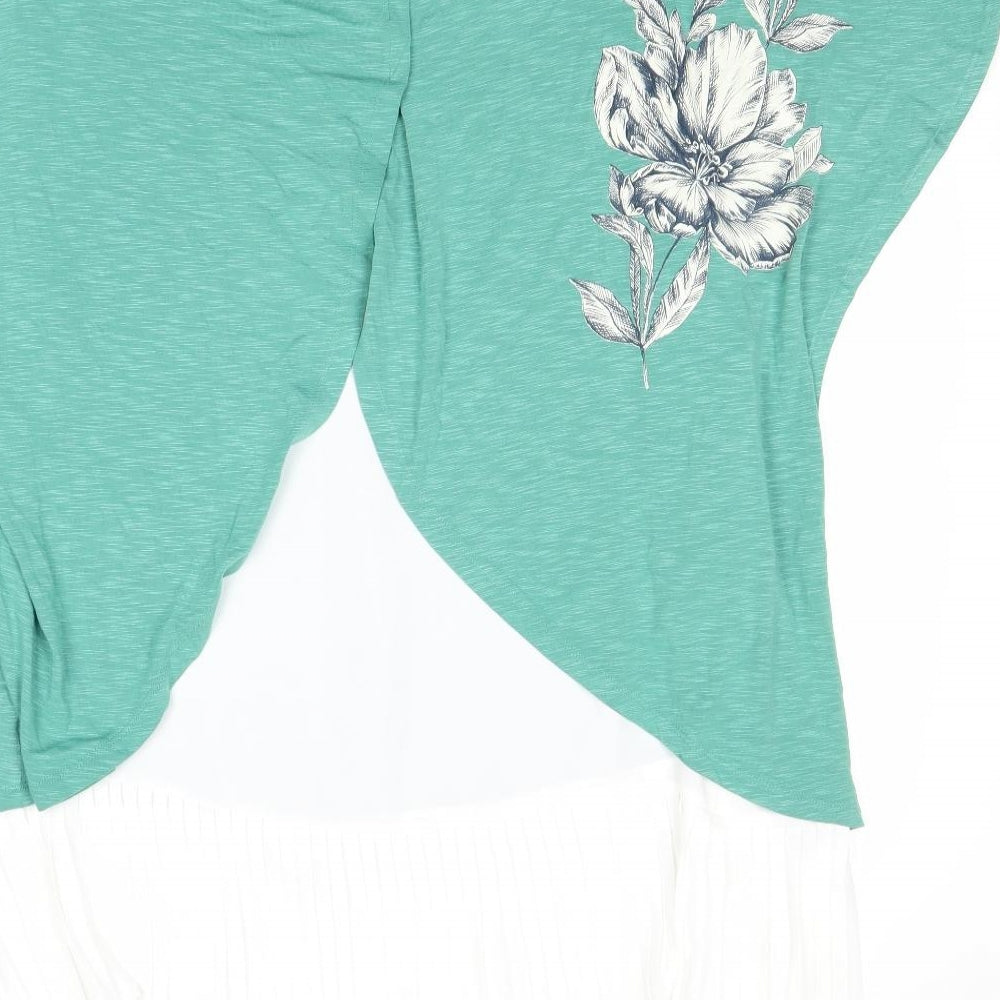 Phase Eight Womens Green Floral Viscose Basic Blouse Size 18 Round Neck