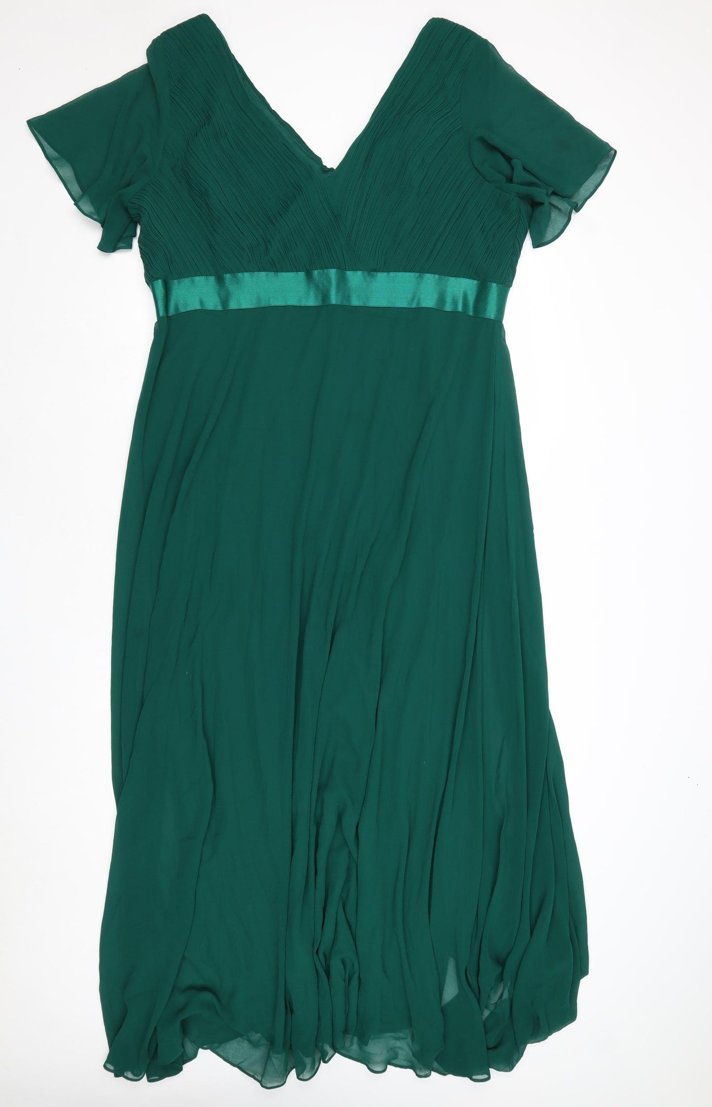 Ever-Pretty Womens Green Polyester A-Line Size 28 V-Neck Zip