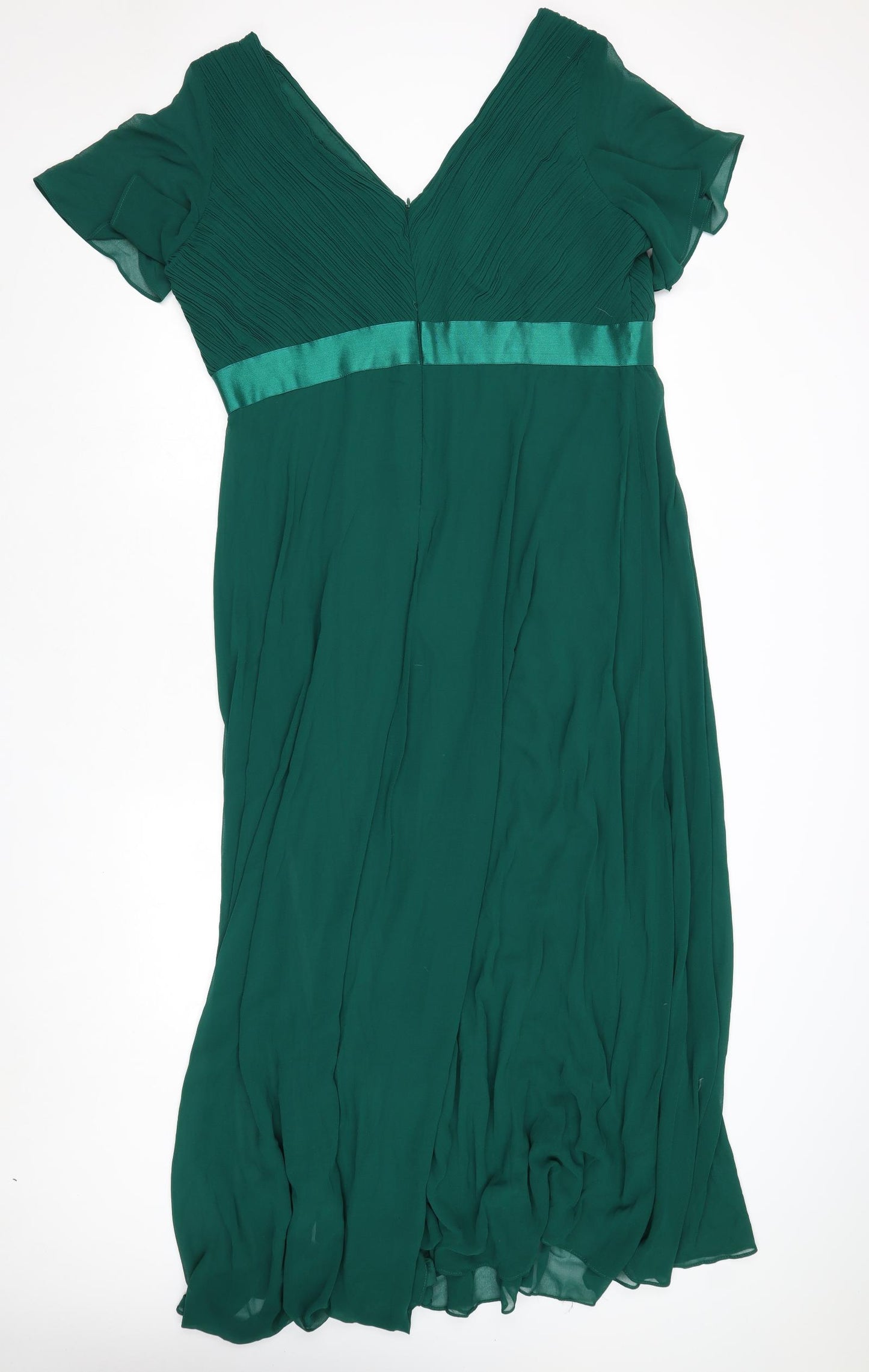 Ever-Pretty Womens Green Polyester A-Line Size 28 V-Neck Zip