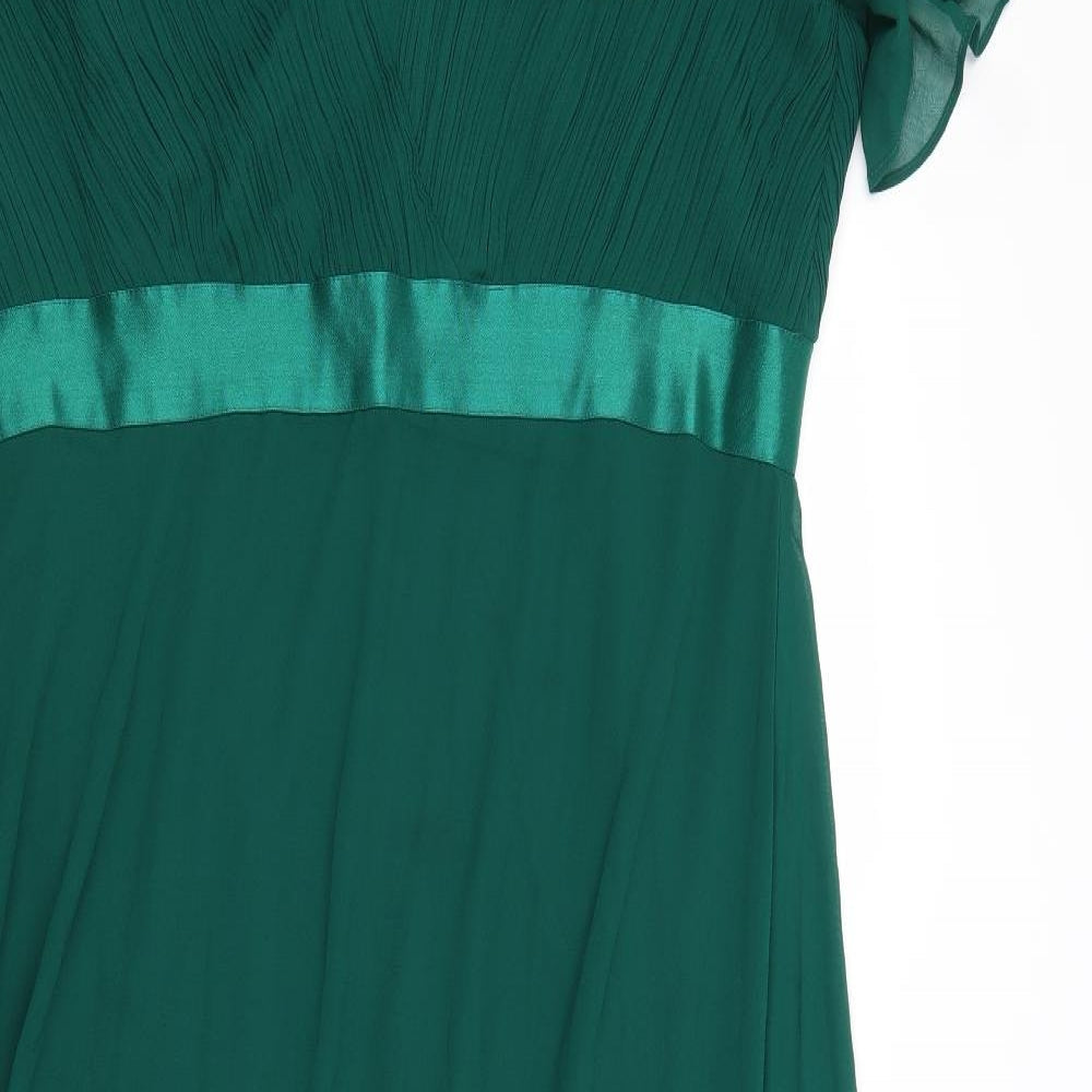 Ever-Pretty Womens Green Polyester A-Line Size 28 V-Neck Zip