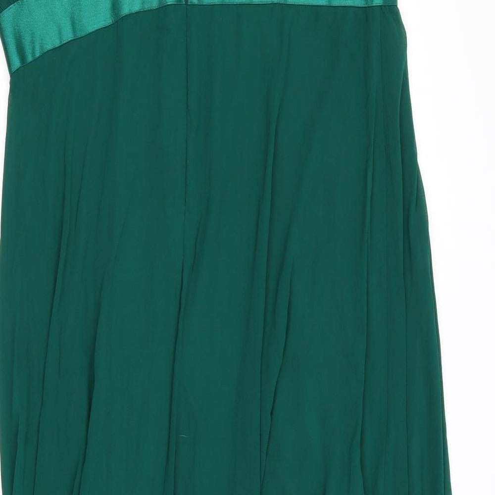 Ever-Pretty Womens Green Polyester A-Line Size 28 V-Neck Zip