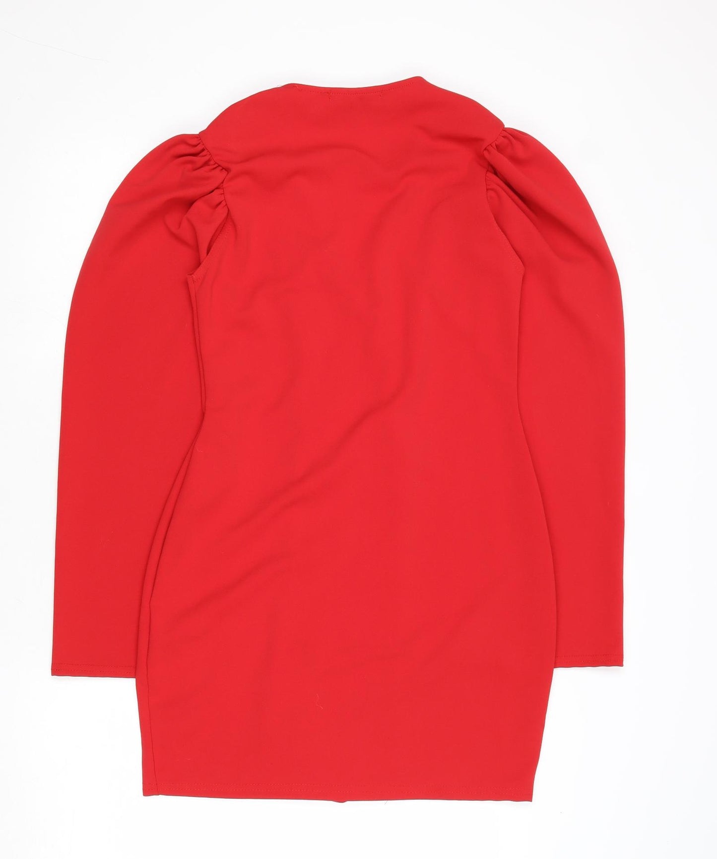 Edge Street Womens Red Polyester Shirt Dress Size 12 V-Neck Button