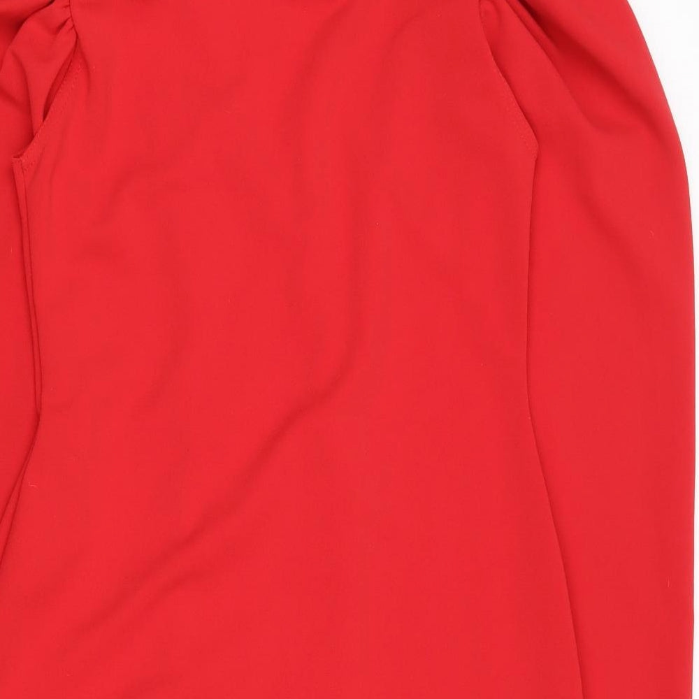 Edge Street Womens Red Polyester Shirt Dress Size 12 V-Neck Button