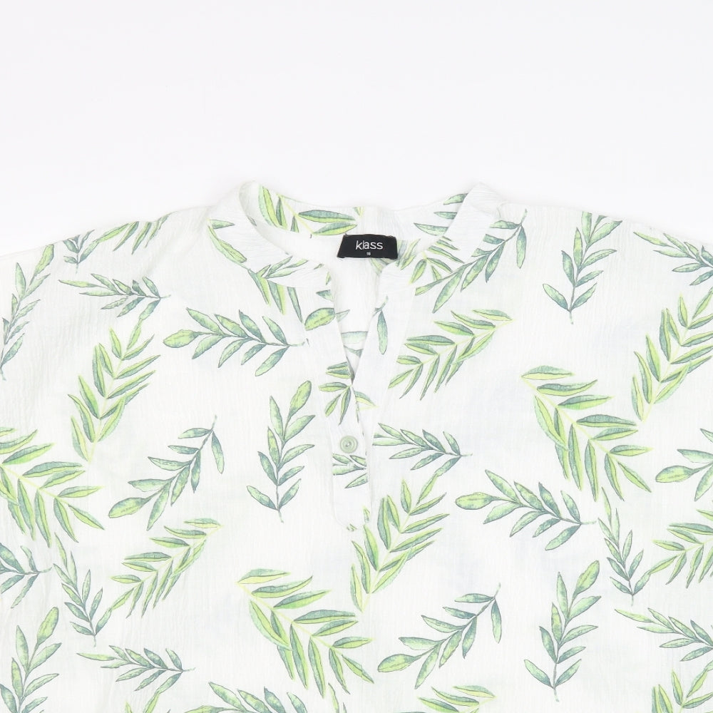 Klass Womens Multicoloured Geometric Cotton Basic Blouse Size 16 V-Neck - Leaf Print