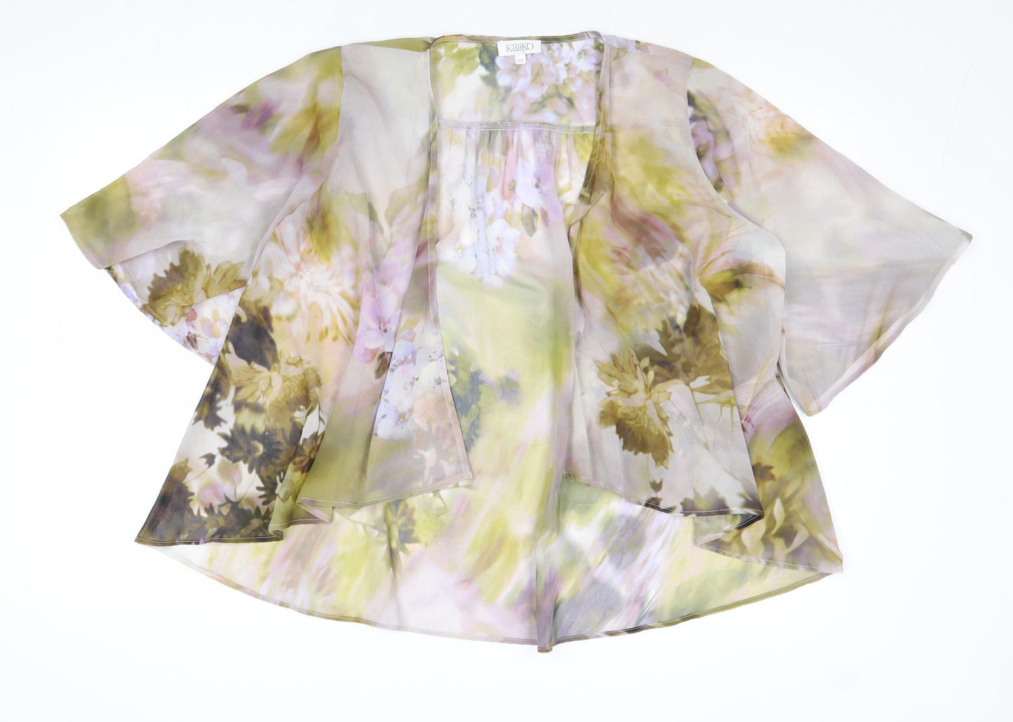 Kaliko Womens Multicoloured Floral Polyester Kimono Blouse Size 10 V-Neck