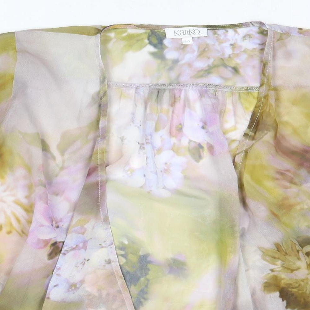 Kaliko Womens Multicoloured Floral Polyester Kimono Blouse Size 10 V-Neck
